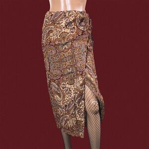 Vintage Ann Taylor paisley print wrap midi skirt